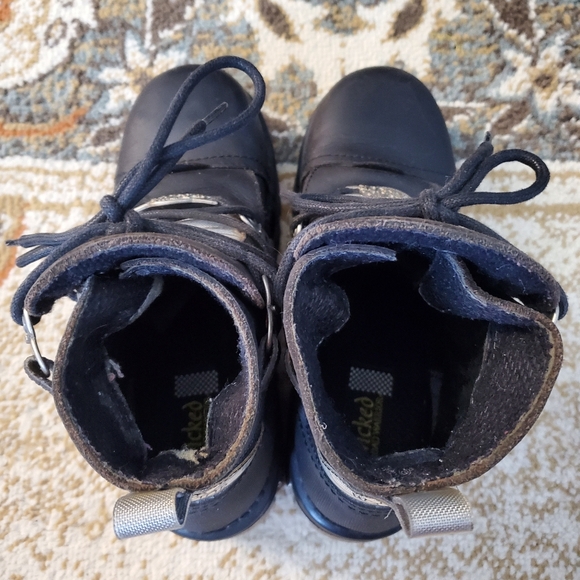 WICKED ROAD WARRIOR Leather Biker Moto Platform Combat Boots 8.5 - Picture 5 of 11